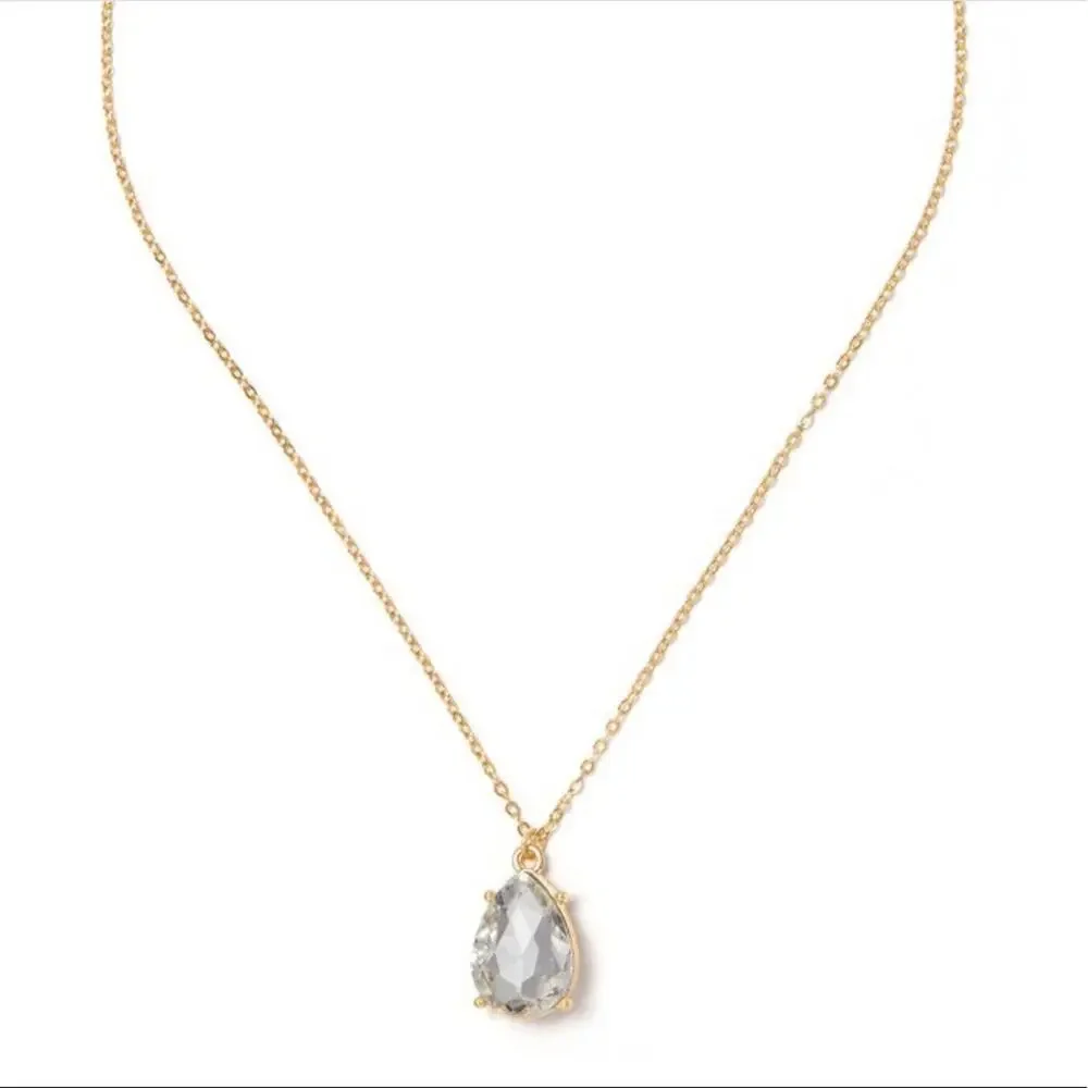 Charming Charlie Harper Pear Crystal Gold Necklace